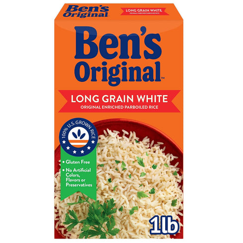 BEN'S ORIGINAL Converted Brand Enriched Long Grain White Rice, Parboiled Rice, 1