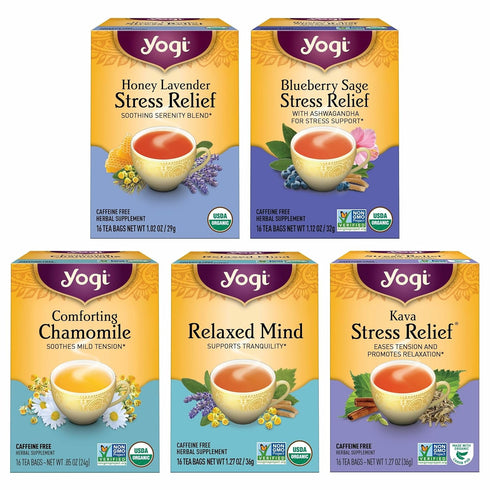 Yogi Tea Stress Relief & Relaxation Variety Sampler - 16 Bags per