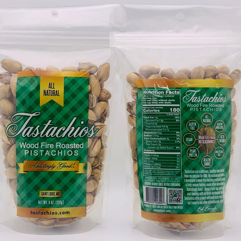 8oz (Pack 2) Tastachios Wood Fire Roasted Pistachios - Original Flavor - Gluten-Free, Plant-Based Protein, Non-GMO