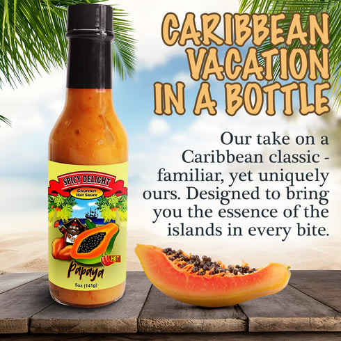 5 Oz Spicy Delight Aruba Habanero Papaya Hot Sauce Ultra Spicy Gourmet Caribbean Sweet Hot Sauce with Real Fruit