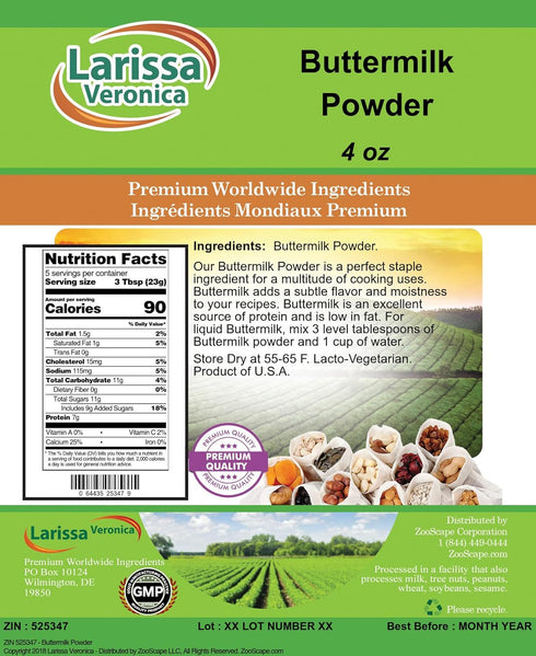 Larissa Veronica (4 oz, 525347) 2 Pack Buttermilk Powder ZIN: