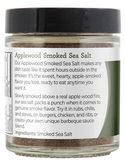 5 Oz Viva Doria Applewood Smoked Sea Salt - Fine Grain, Glass Jar