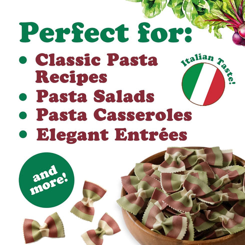 8.8 oz (Pack 6) Food to Live Organic Striped Farfalle Pasta, of - Italian Artisan Tri-Color Bow-Tie Pasta. Made