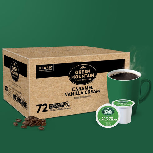 72 Count Green Mountain Coffee Roasters Caramel Vanilla Cream Keurig Single-Serve K-Cup pods, Light Roast Coffee