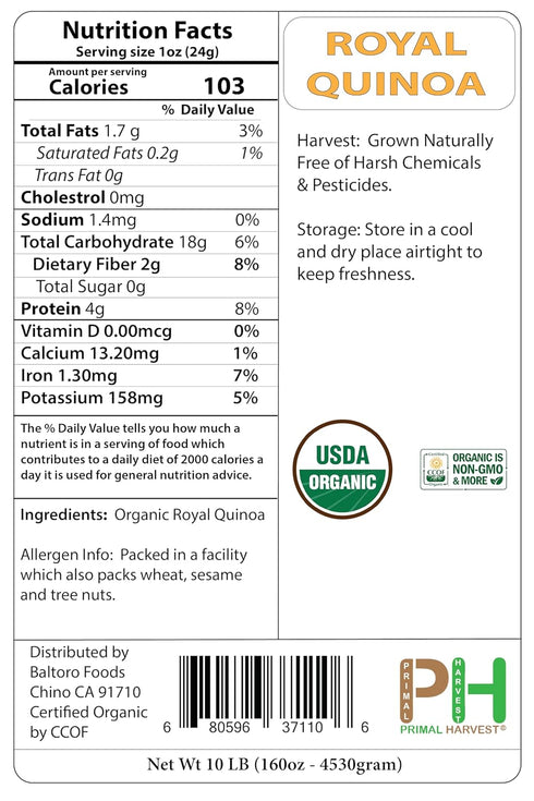 (12 Oz) Organic Golden White Whole Quinoa Grain Royal no-GMO Gluten Free Bulk