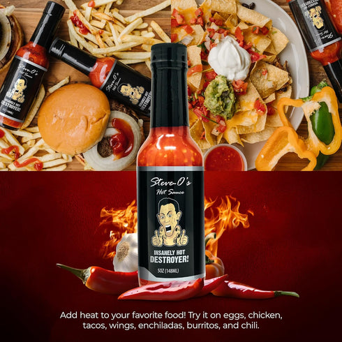 Steve-O's Hot Sauce - Destroyer Hot Sauce | 5 fl oz with Garlic and Scorpion, Naga Jolokia, Carolina Reaper