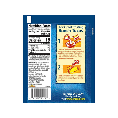 1 (Pack 12) Ortega Seasoning Mix, Cheesy Taco Seasoning, Ounce
