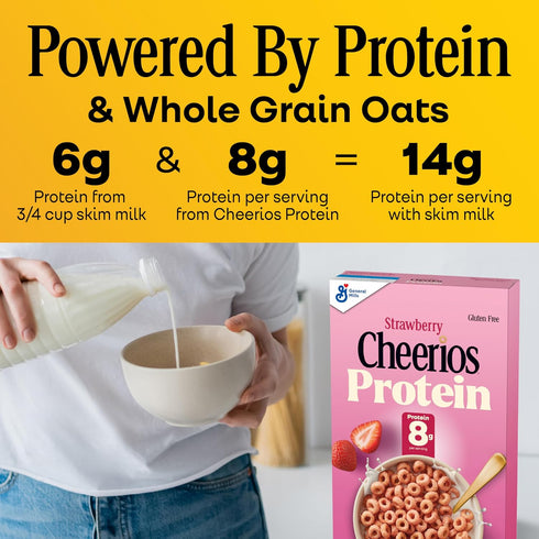 8g 11.2 oz Cheerios Protein Cereal, Strawberry, Protein, Large Size