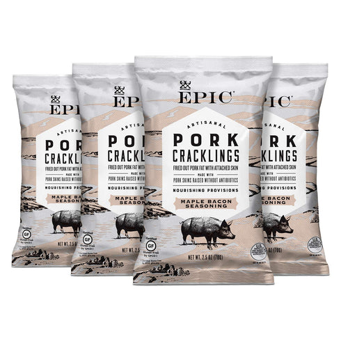 EPIC Maple Bacon Pork Cracklings, Keto Consumer Friendly, 4 Count Box 2.5oz