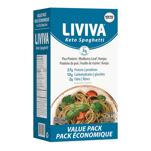 LIVIVA Low Carb High Protein KETO Value Pack Spaghetti Noodle Pasta 6