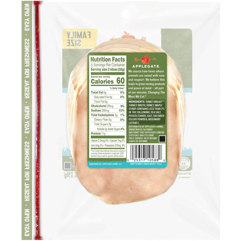 Applegate 10.5oz , Natural Honey & Maple Turkey Breast Family Size