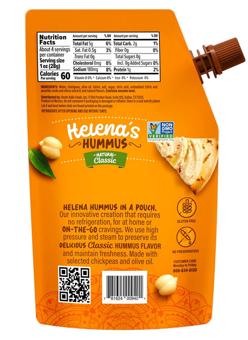 Hummus (3-pack), 2 4.23 oz 1 Hummus 4.23 oz (1 Tripack) Helena Shelf-Stable, No Added Preservatives, Natural Classic