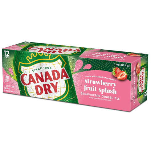 12 oz 12 pack Canada Dry Fruit Splash Strawberry Ginger Ale Soda, fl cans