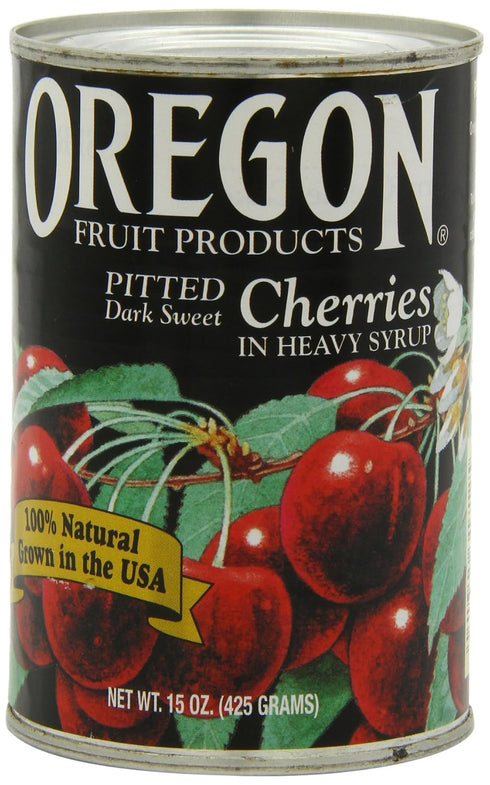 15 (Pack 8) Oregon Fruit Products Dark Sweet Cherries in Heavy Syrup, Ounce