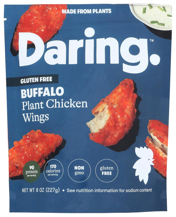 DARING Foods, Frozen, Chicken Wings Plant Based Buffalo, 8 Ounce