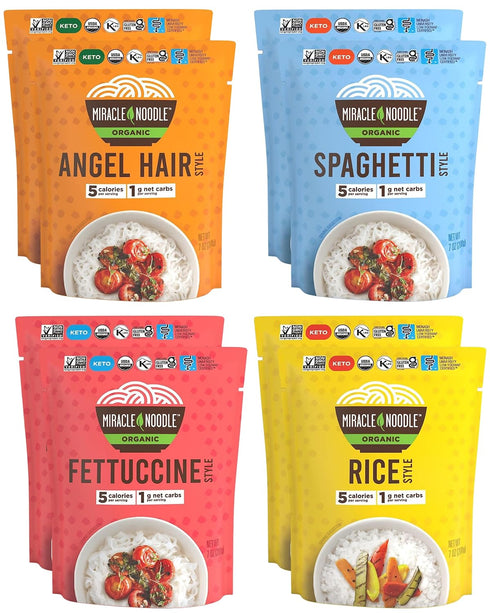 Miracle Noodle Organic Variety Pack (Angel Hair, Spaghetti, Fettuccine, & Rice) -