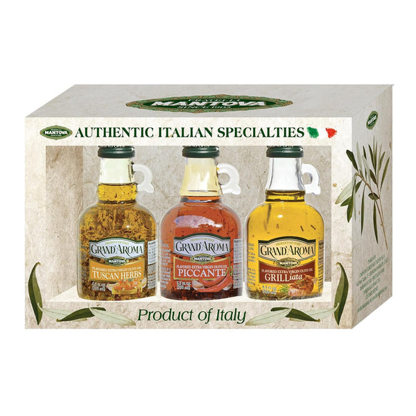 Mantova GrandAroma Flavored Extra Virgin Olive Oils, Variety Gift Set, made in