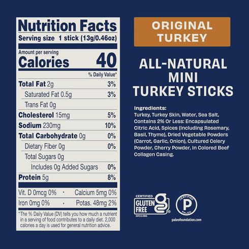 0.5 oz (Pack 12) Archer Jerky Mini Turkey Jerky Sticks - All Natural Turkey Sticks, Meat Snack for Adults & Kids