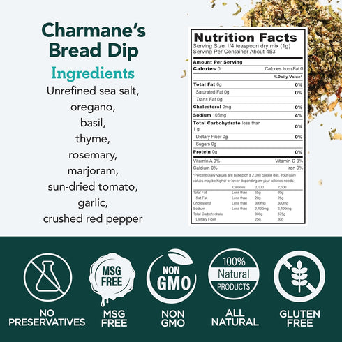 16 1 s.a.l.t sisters Charmane's Bread Dip - Value Size Bold Italian Herb & Spice Blend for Extra Virgin Olive Oil