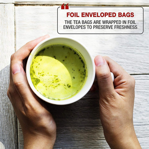 Tipson Organic Matcha Green Tea - Masala Chai Flavor, 25 Foil Enveloped Double Chambered Bags - Keto/Paleo