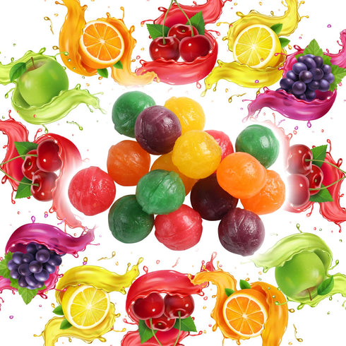 4 Hard Candy Fruit Balls - Pounds - Fruity Sour Balls - Classic Hard Candies for Office, Desk, Calssroom - Colorful