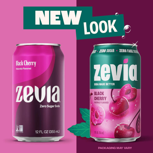 12 (Pack 12) Zevia Zero Sugar Soda, Black Cherry, Ounce Cans