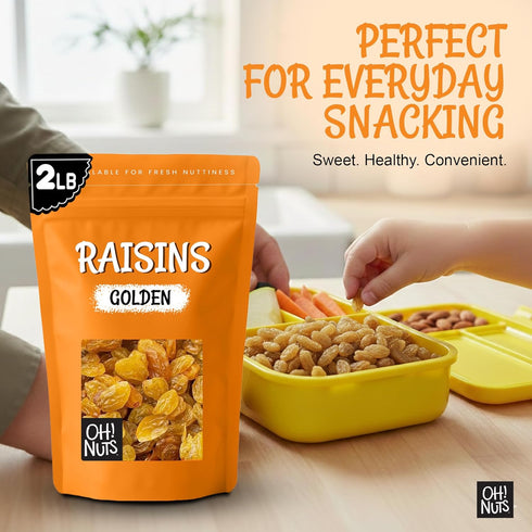 2 lb Packed Oh! Nuts Golden Raisins - Sun Dried Fruit - - No Sugar Added - Dehydrated Fruit Bites - in New York