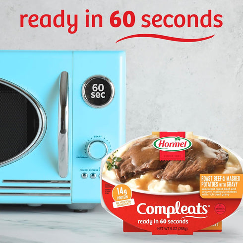 9 (Pack 6) HORMEL COMPLEATS Roast Beef & Mashed Potatoes With Gravy Microwave Tray, Ounce