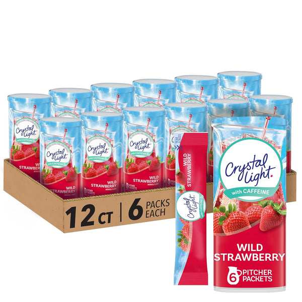 Crystal Light Wild Strawberry Artificially Flavored Powdered Drink Mix with Caffeine, 72