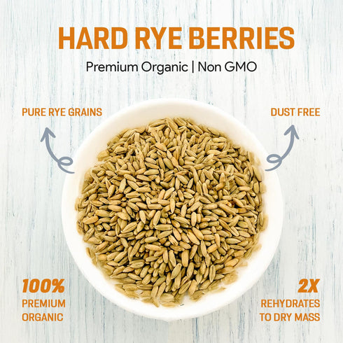 Mycology Basics 100% (2.0 lbs) Bulk Rye Berries - Certified Organic - Extra Clean - Great for Mushroom Spawn, Cooking