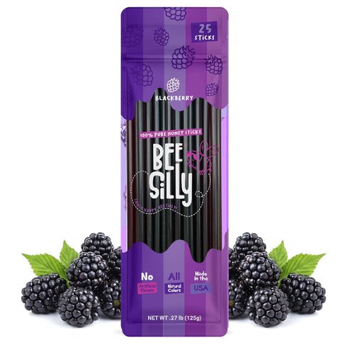 Bee Silly Flavored Honey Sticks - USDA Grade Single Serve Straws, Only 15 Calories