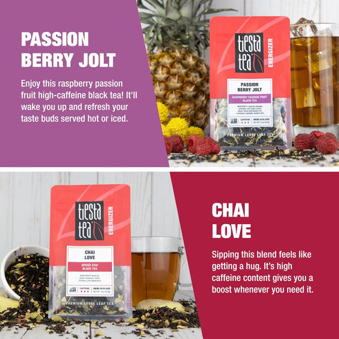 Set, 5 Pack, Tiesta Tea - Black Mother's Day Loose Leaf Tea Gift High Caffeinated Assorted Blends, Pouches for Hot