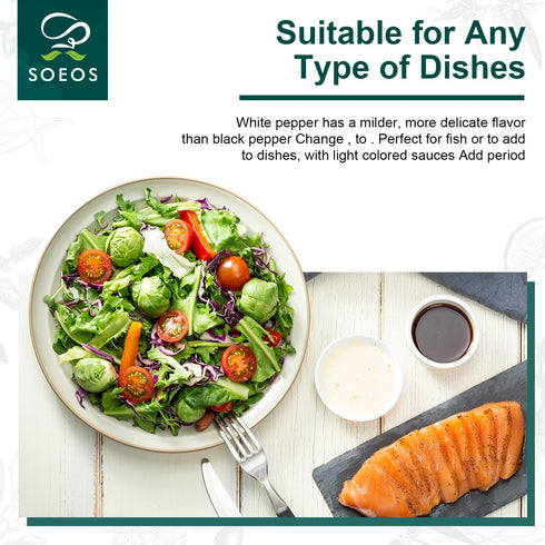 Soeos Organic White Pepper Ground, Non-GMO, Freshly Packed 4 oz (113g) for Cooking
