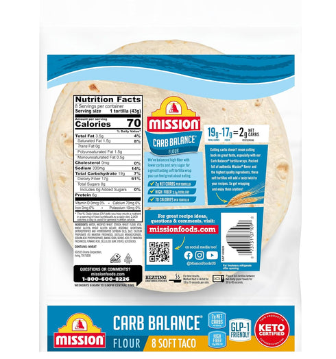 Mission Foods Store 2 Packs Mission Food Carb Balance Flour Tacos