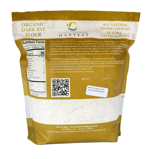 (1.5, Early Morning Harvest Organic Dark Rye Made from Organic, Non-GMO Rye Stone Ground Dark Flour for Bread