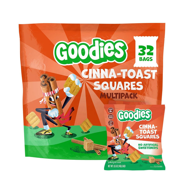 Goodies Cinna-Toast Squares Puffed Grain Kids' Snack Multipack, 32 Snack Packs