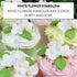 24 Count Global Sugar Art Blossoms and Leaves Edible Sugar Cake & Cupcake Flowers, White, Small Unwired, with Leaves by