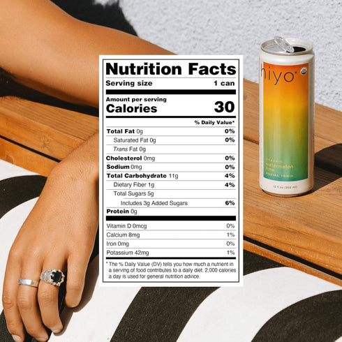 12 Hiyo Organic Social Tonic - Watermelon Lime, FZ - N.A. Functional Seltzer, Sparkling Water Crafted with Organic