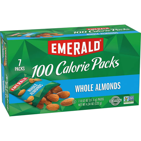 Emerald 34325 100 Pack 0.63oz Packs, 7/Box Calorie All Natural Almonds