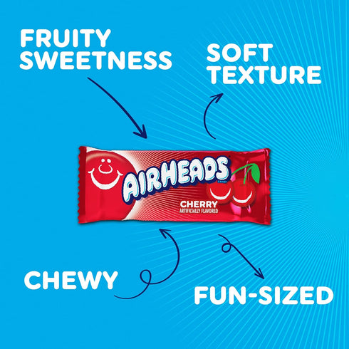 Pack, 5 Airheads Mini Candy Bars, Taffy Variety Individually Wrapped Bulk Candy, Six Assorted Fruit Flavors