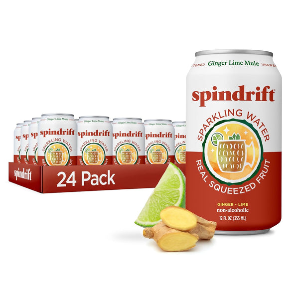 Spindrift Sparkling Water, Ginger Lime Mule Flavored, Made with Real Squeezed Fruit,