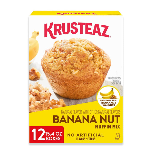 Krusteaz Banana Nut Muffin Mix, Made With Real Bananas and Walnuts, 15.4