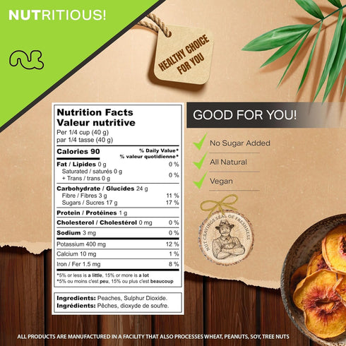 (16oz, 1 LB) NUT CRAVINGS - Dried California Peaches, No Sugar Added, Unsweetened Sweet Healthy Snack, Vegan, Kosher