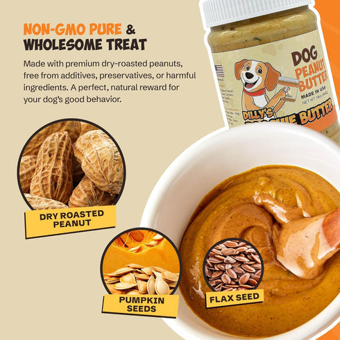 Poochie Butter 16 Oz (Pack 2) Natural Dog Peanut Butter - Made in USA Healthy, Creamy Peanut Butter Spread for Lick