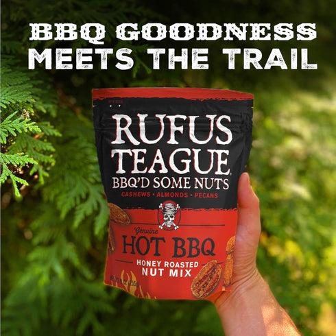 9 oz 2 Pack Rufus Teague Hot BBQ Honey Roasted Nuts Mix, Sweet & Spicy Almonds, Cashews & Pecans, Resealable Pouch (No