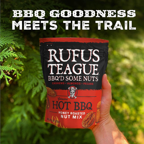 9 oz Rufus Teague Hot BBQ Honey Roasted Nuts Mix, Sweet & Spicy Almonds, Cashews & Pecans, Resealable Pouch (No