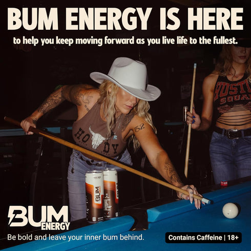 12 oz, Pack 12 BUM Sugar-Free Energy Drink, Root Beer - Lightly Carbonated & No Artificial Colors, Natural Caffeine