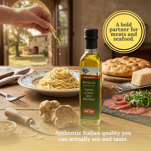 8.4 oz (250 ml), Terre di Tartufo White Truffle Oil, fl Italian Truffle Olive Oil, Gourmet Finishing Oil, Infused Olive