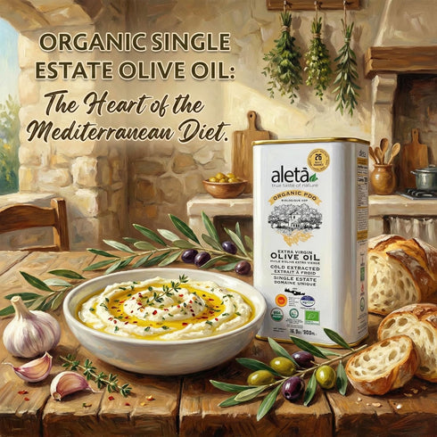 Aleta 16.9 Oz (Pack 1) Farms Olive Oil Extra Virgin, USDA Organic, Single Estate PDO Polyphenol Rich Olive Oil, Cold