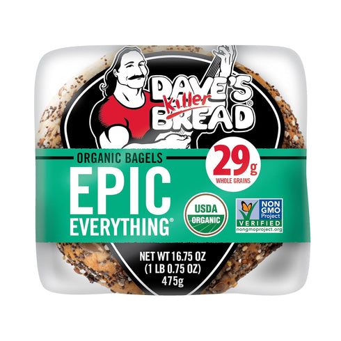 26g 5 Count Dave's Killer Bread Epic Everything Bagels, Organic Bagels, Whole Grains per Bagel